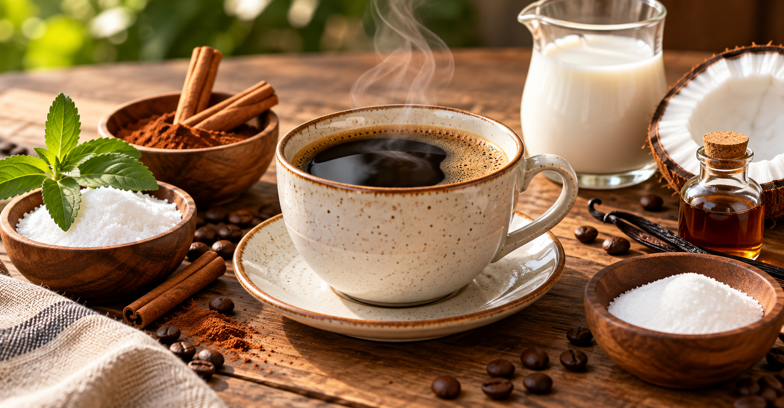 Café sem açúcar com canela, stevia, baunilha e outras alternativas para adoçar