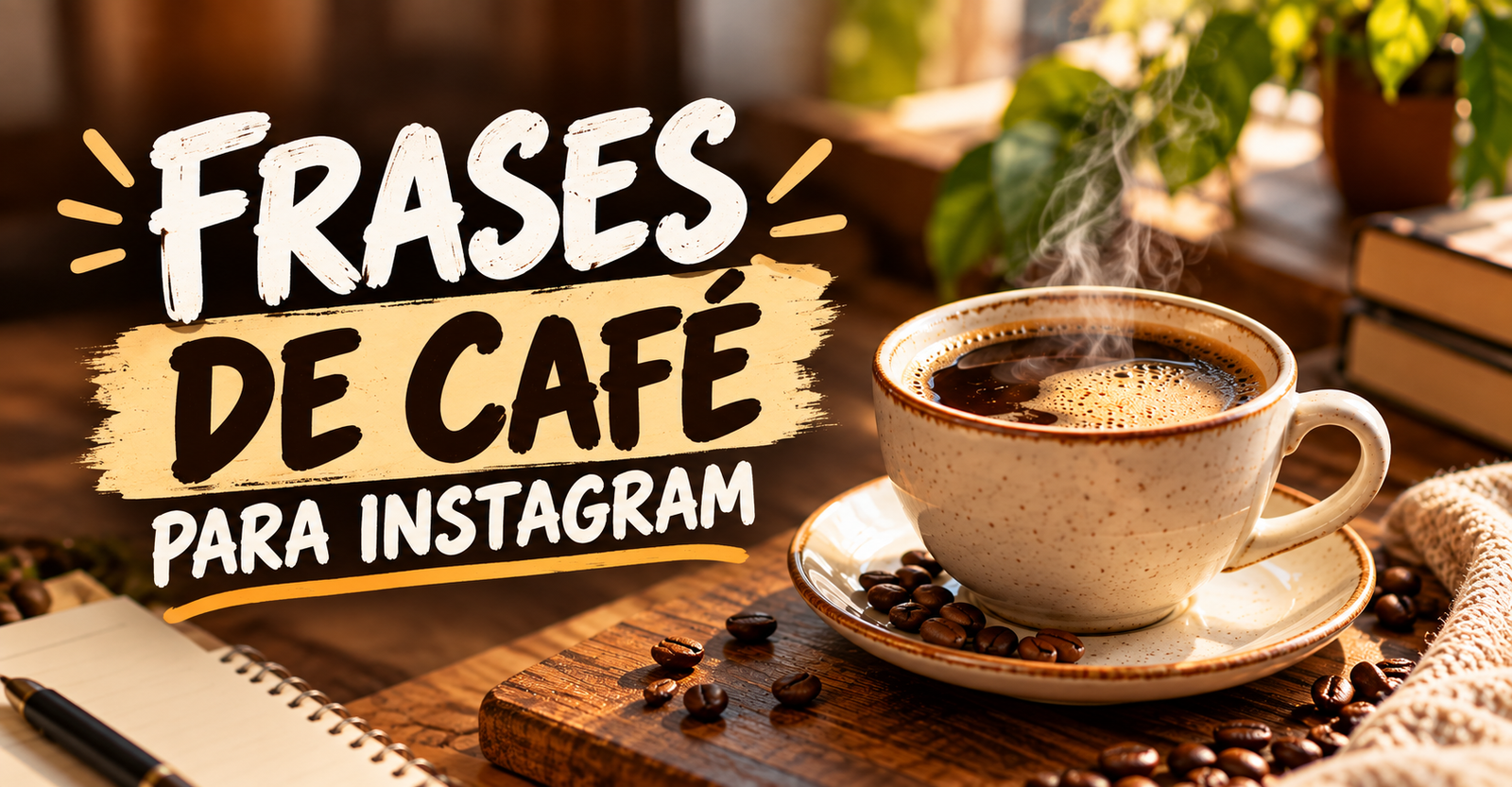 Frases de café para Instagram com xícara de café sobre mesa